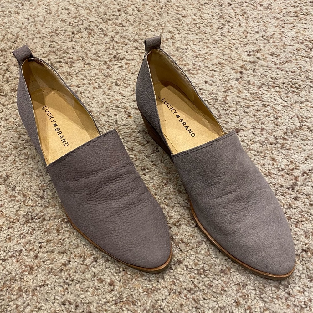 Lucky Brand Loafer Booties with Wooden Heel